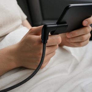USB C L Shaped Right Angle Charging Cable for Comfortable Use in Bed or Car